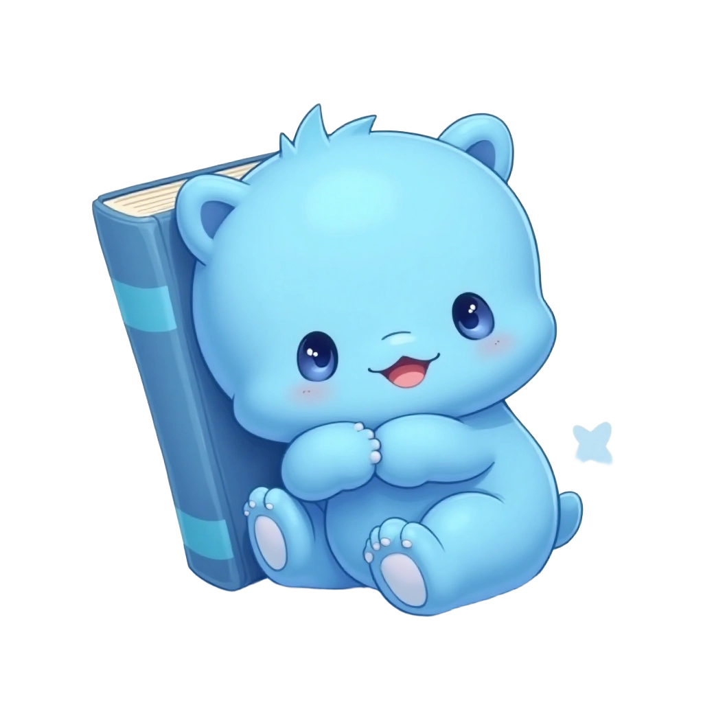 Cuddly Blue Bear with Book